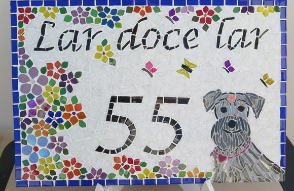Número para Casa Schnauzer em Mosaico