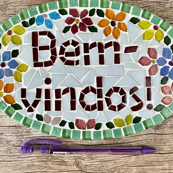 Placa Bem-vindos Em Mosaico Para Apartamento