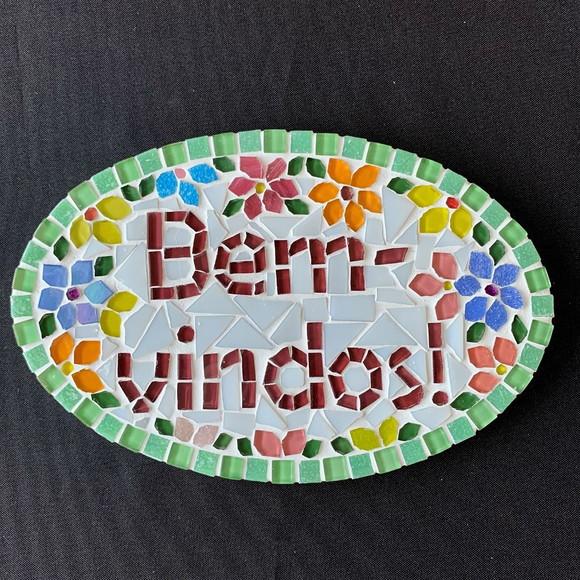 Placa Bem-vindos Em Mosaico Para Apartamento