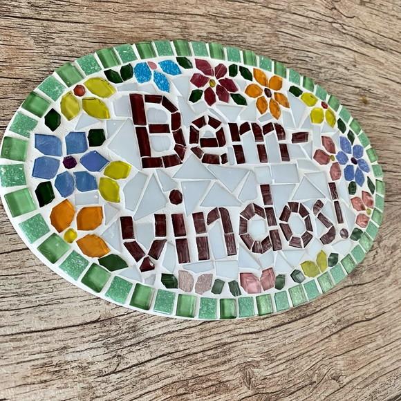 Placa Bem-vindos Em Mosaico Para Apartamento