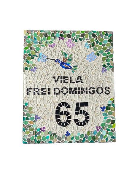 Placa com Nome de Rua em Mosaico