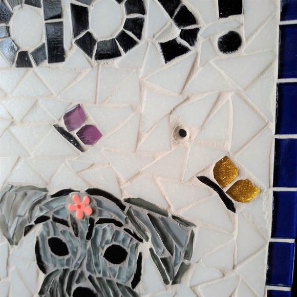 Placa com Número em Mosaico Bem-vindos