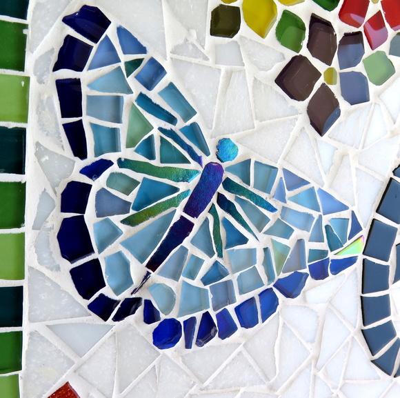 Placa com Número para Casa em Mosaico Borboleta