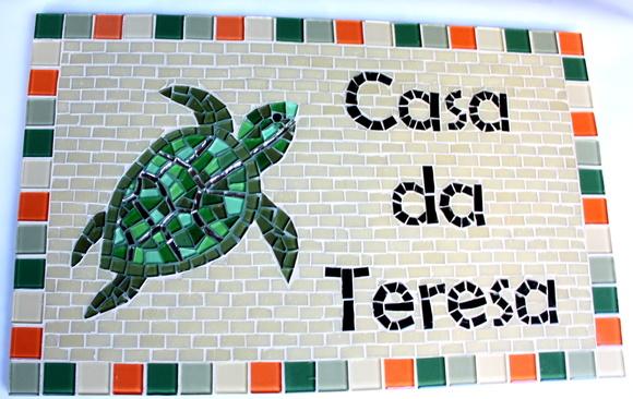 Placa de Identificação em Mosaico Tartaruga