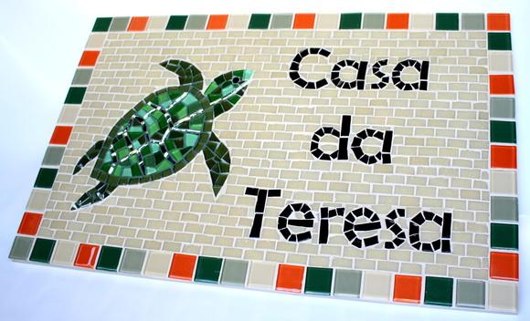 Placa de Identificação em Mosaico Tartaruga