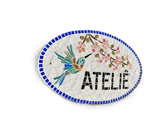 Placa em Mosaico Cerejeiras e Beija-flor