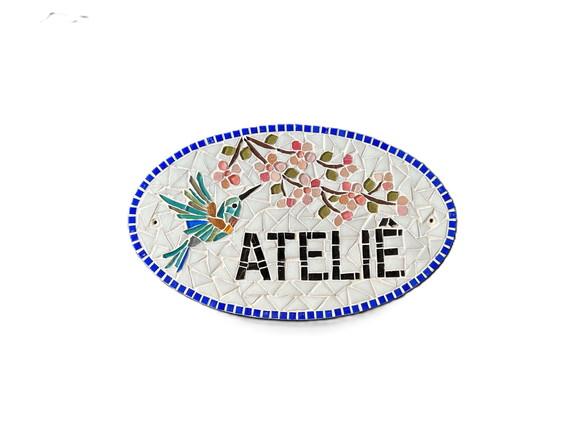Placa em Mosaico Cerejeiras e Beija-flor