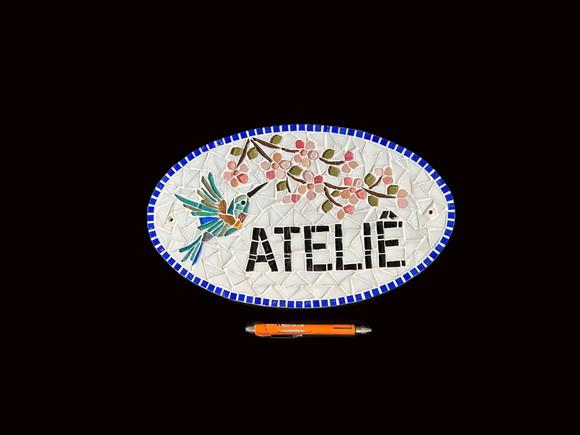 Placa em Mosaico Cerejeiras e Beija-flor
