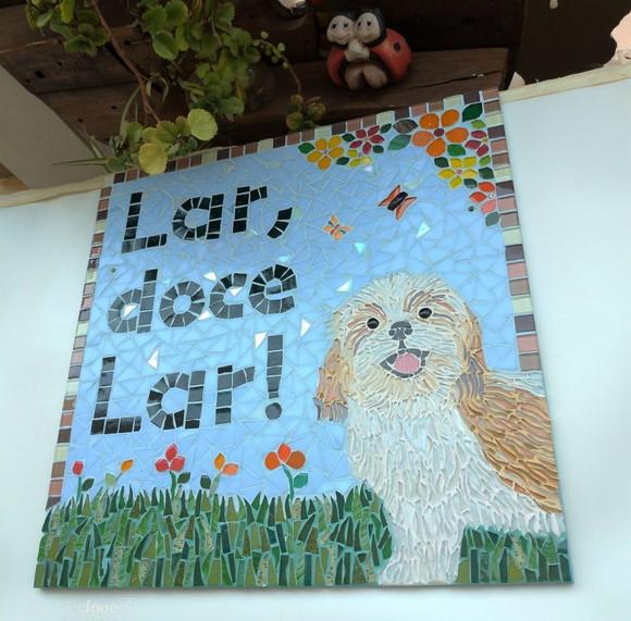 Placa em Mosaico Lar Doce Lar