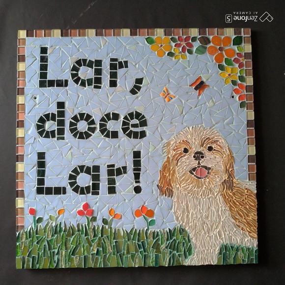 Placa em Mosaico Lar Doce Lar