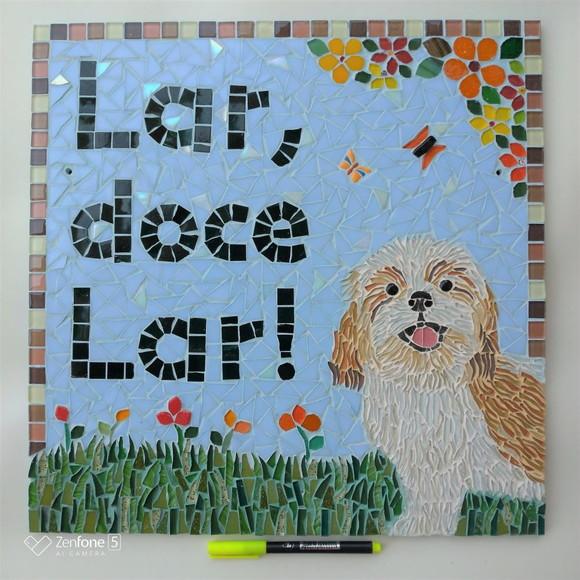 Placa em Mosaico Lar Doce Lar