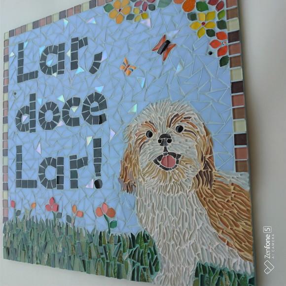 Placa em Mosaico Lar Doce Lar