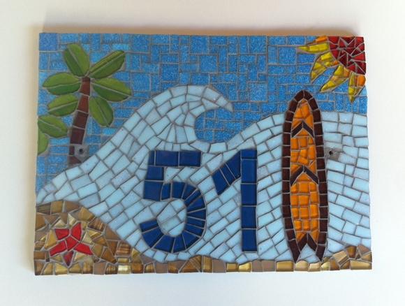 Placa Número para Casa Mosaico Surf