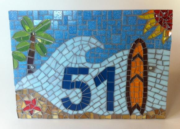 Placa Número para Casa Mosaico Surf