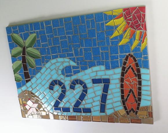 Placa Número para Casa Mosaico Surf