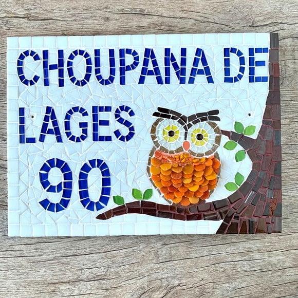 Placa para Casa em Mosaico Coruja