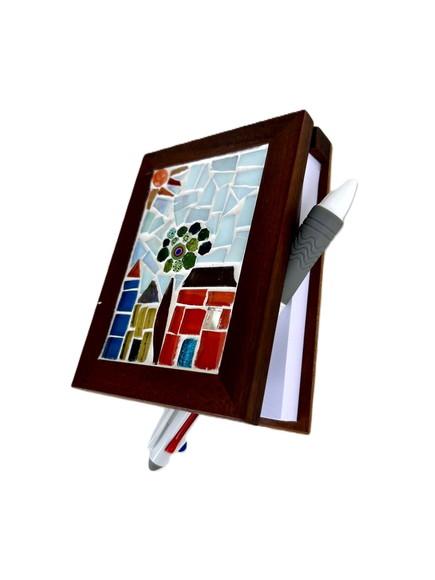Porta Bloco de Anotações Mosaico Floral