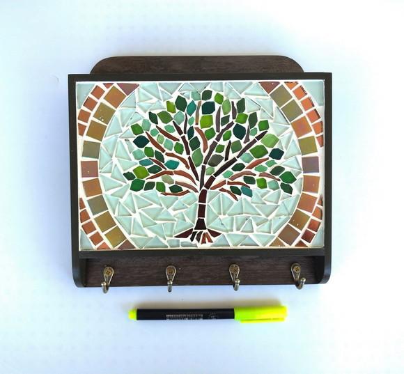 Porta Cartas e Chaves Mosaico Árvore da Vida
