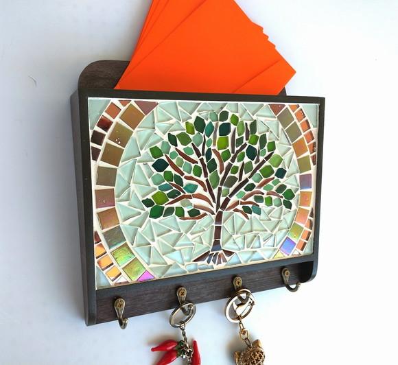 Porta Cartas e Chaves Mosaico Árvore da Vida