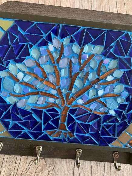 Porta Cartas em Mosaico Árvore da Vida Azul
