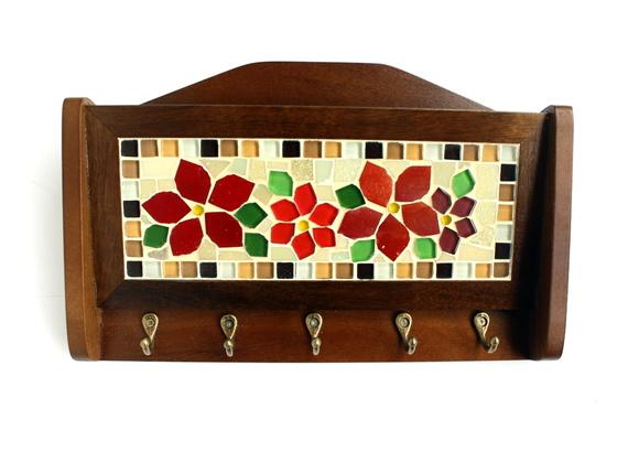 Porta Chaves Correspondência Floral Red