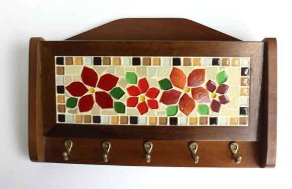 Porta Chaves Correspondência Floral Red