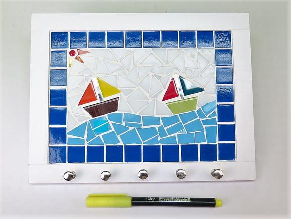 Porta Chaves Mosaico Barcos