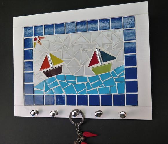Porta Chaves Mosaico Barcos