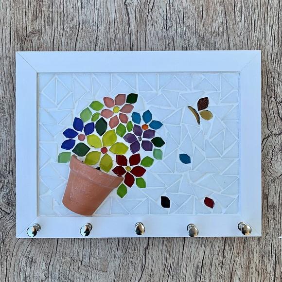 Porta Chaves Mosaico com Vasinho