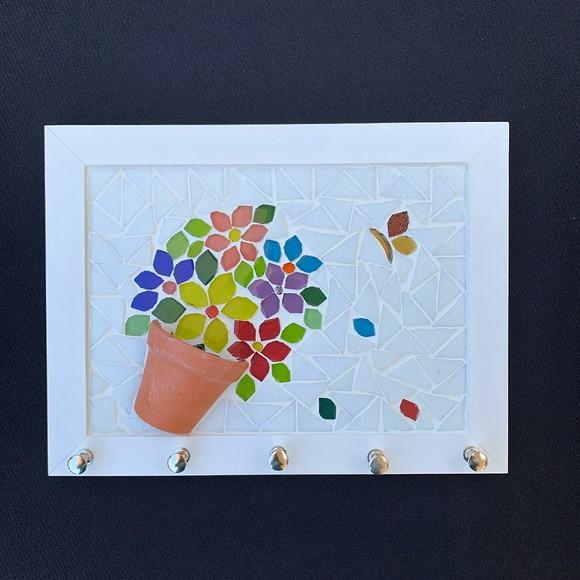 Porta Chaves Mosaico com Vasinho