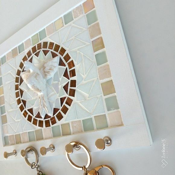 Porta Chaves Mosaico Divino Branco