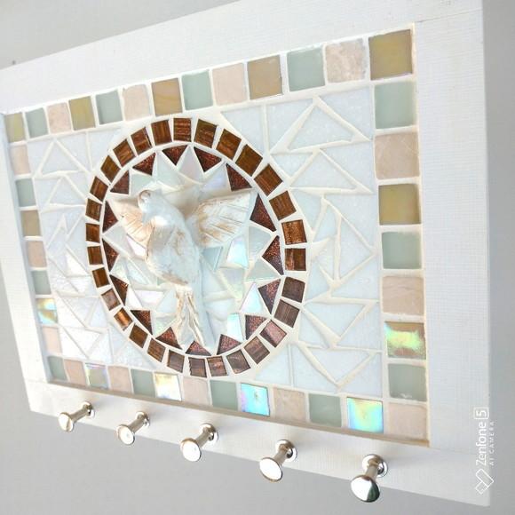 Porta Chaves Mosaico Divino Branco