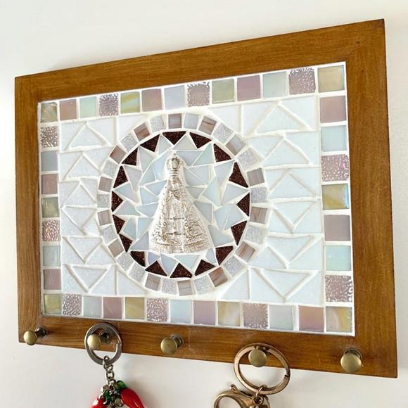 Porta Chaves Mosaico Nossa Senhora Rosé