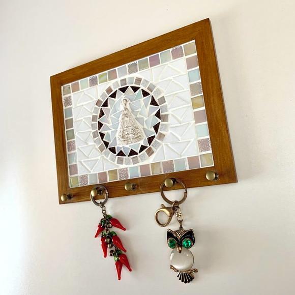 Porta Chaves Mosaico Nossa Senhora Rosé