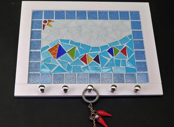 Porta Chaves Mosaico Peixes