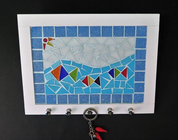Porta Chaves Mosaico Peixes