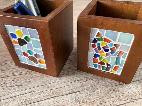 Porta Lápis em Mosaico Gato