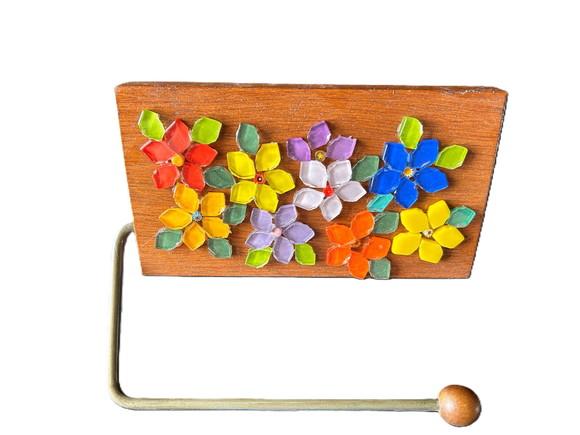 Porta Papel Higiênico em Mosaico Flores