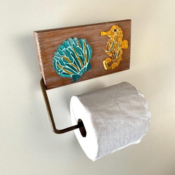 Porta Papel Higiênico em Mosaico Peixe