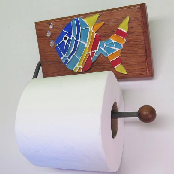 Porta Papel Higiênico em Mosaico Peixe