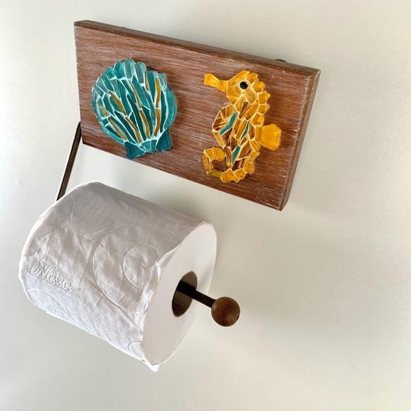 Porta Papel Higiênico em Mosaico Peixe