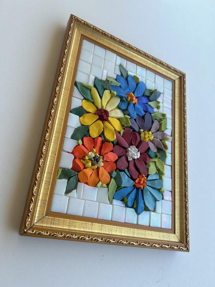 Quadrinho em Mosaico Contemporâneo Gérberas
