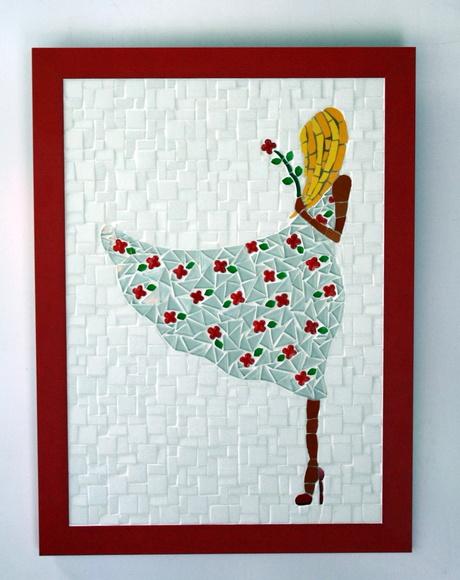 Quadro moça ao Vento