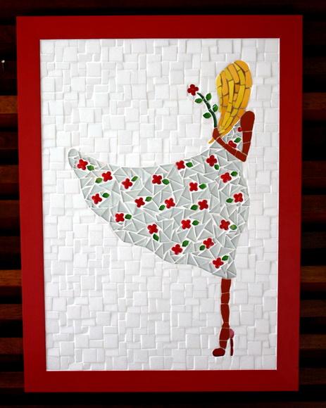 Quadro moça ao Vento