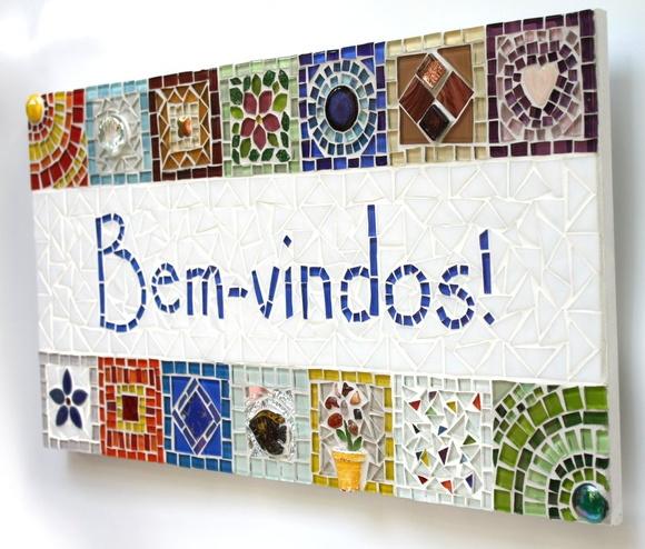 Quadro Bem-vindos em Mosaico