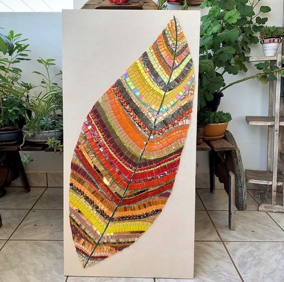 Quadro em Mosaico Folha de Outono