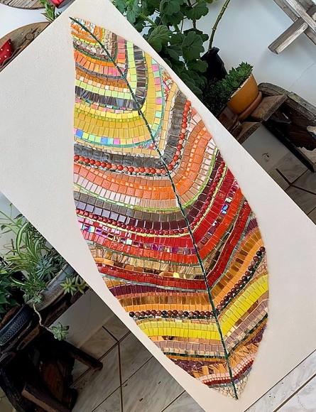 Quadro em Mosaico Folha de Outono