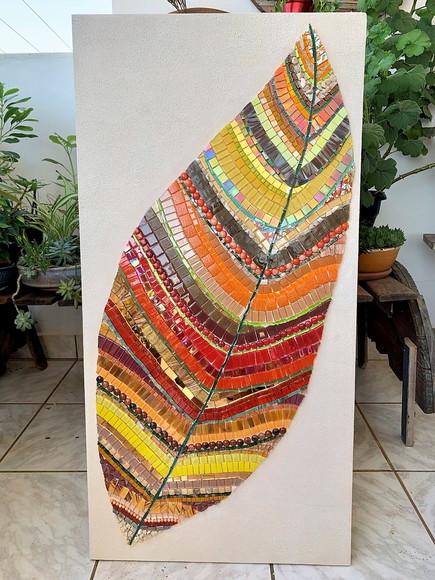Quadro em Mosaico Folha de Outono