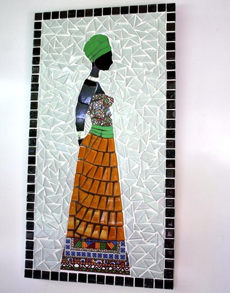 Quadro Jovem Africana em Mosaico