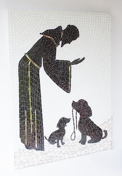 Quadro São Francisco com Cães P&b